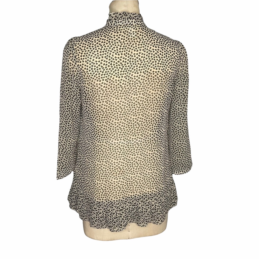 Portrait of a girl 4 cream black high neck sheer blouse - Picture 3 of 9